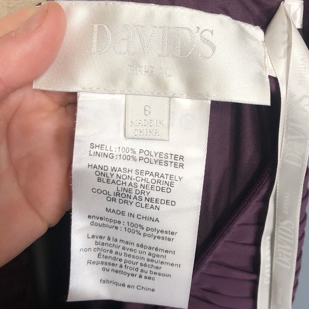 DAVIDS BRIDAL Plum Strapless High Low Dress - Picture 7 of 7